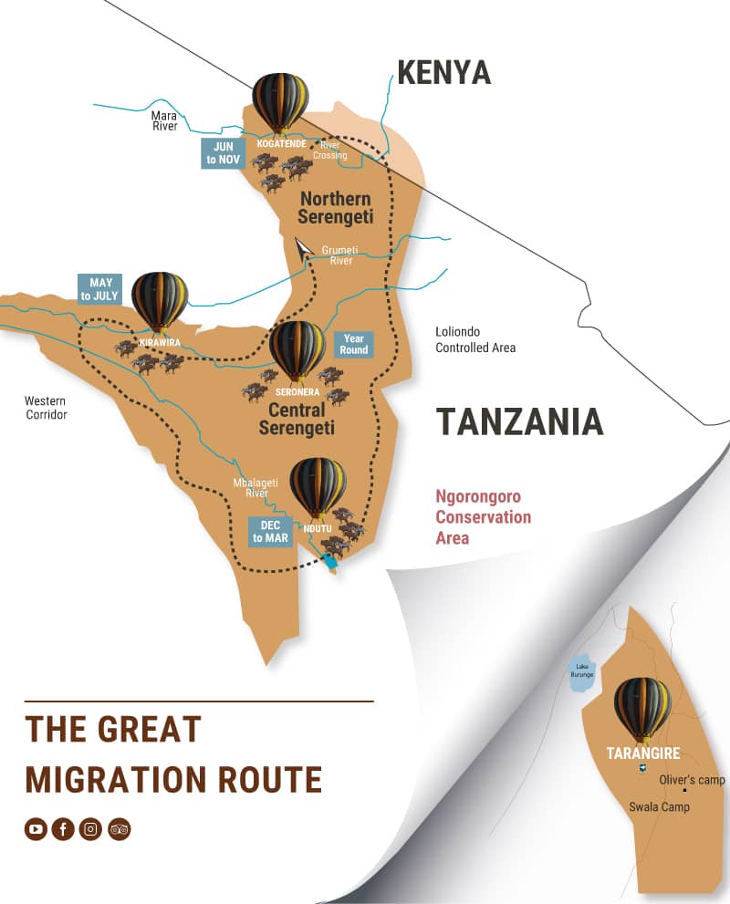 Great Wildebeest Migration Map by Miracle Experience