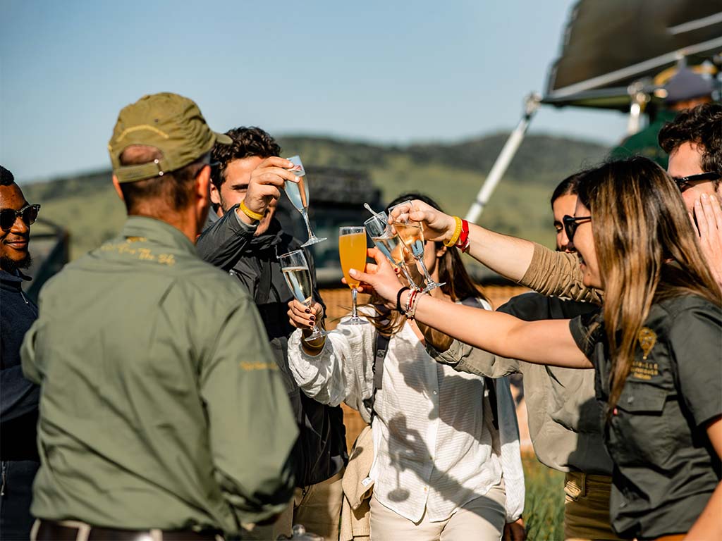 Champagne Celebration after Miracle Experience Balloon Safari  ride